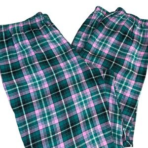 Victorias Secret Plaid Pajama Pants Long Green Pink Gold Womens L G
